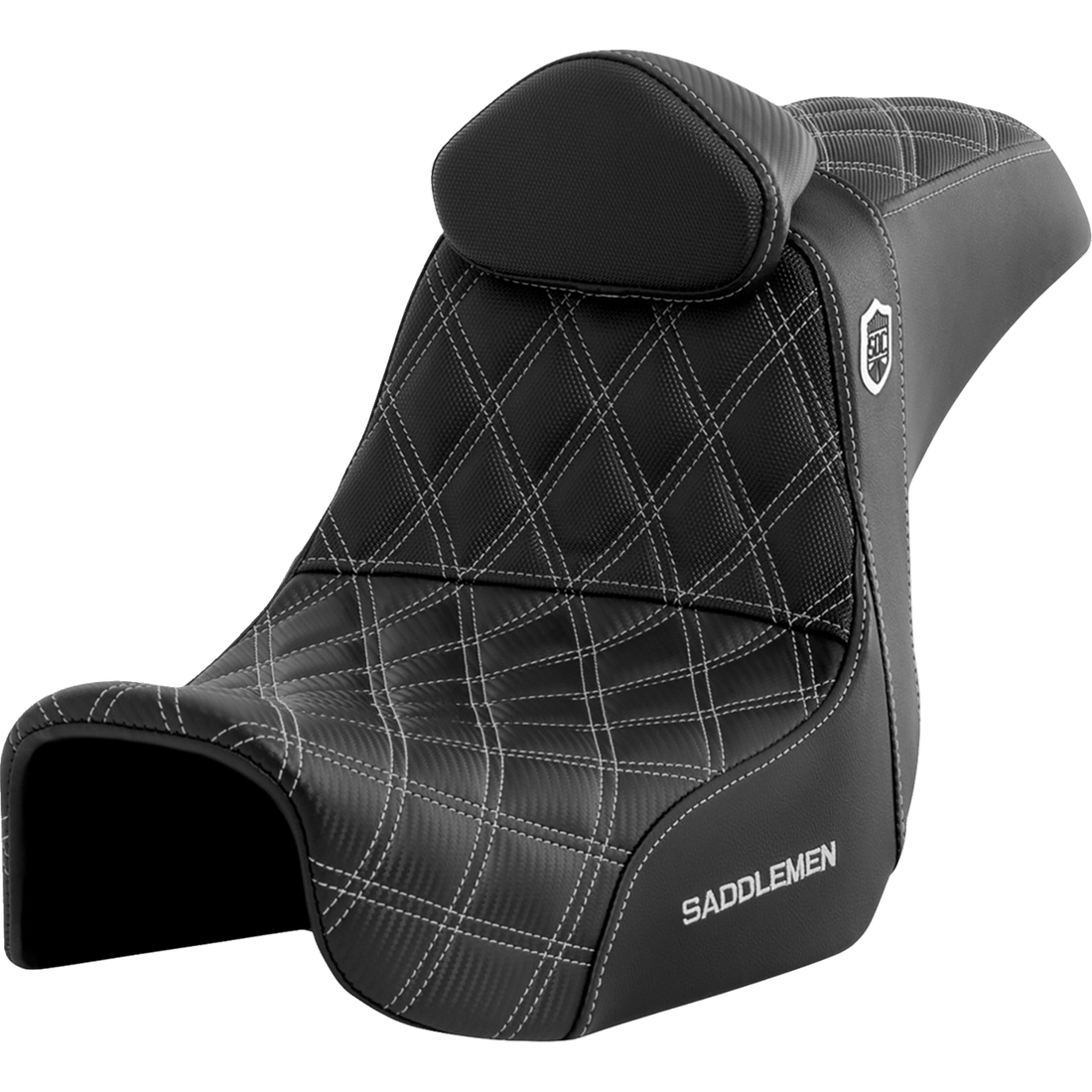 SADDLEMEN Pro Series SDC Performance Seat with Backrest Silver Stitch Dyna '06-'17 SC80604SILRT