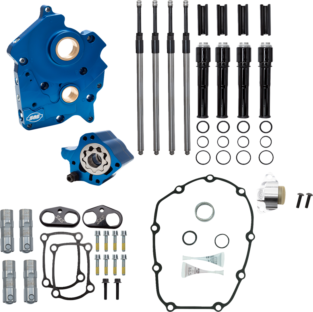 S&S CYCLE Cam Chest Kit without Cams Chain Drive Water Cooled Black Pushrods M8 3101264