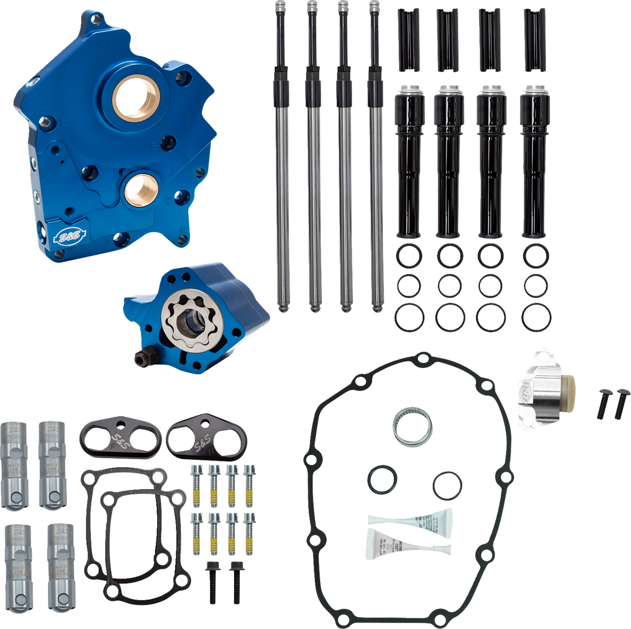 S&S CYCLE Cam Chest Kit without Cams Chain Drive Water Cooled Black Pushrods M8 3101264