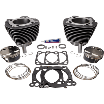 S&S CYCLE 128" Big Bore Cylinder Kit M8 Black Granite