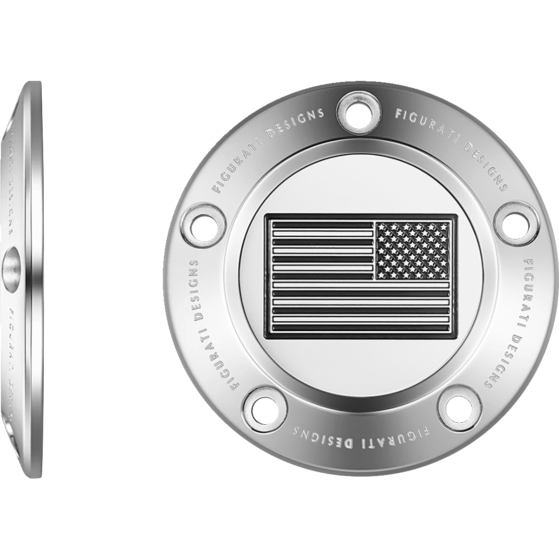 FIGURATI DESIGNS Timing Cover 5 Hole American Flag Contrast Cut Stainless Steel FD26RTC5HSS