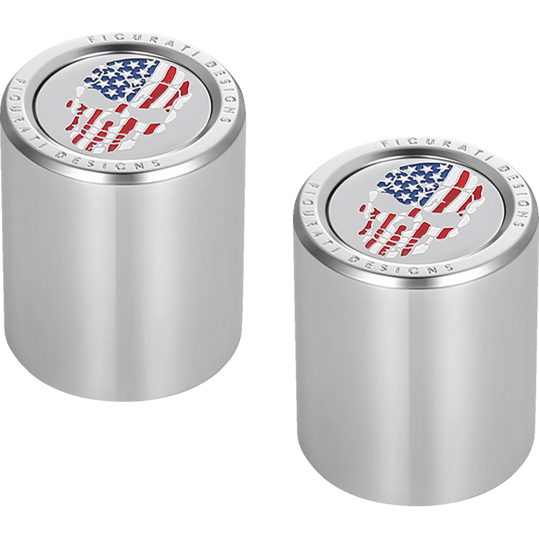 FIGURATI DESIGNS Docking Hardware Covers Red/White/Blue American Flag Skull Stainless Steel FD24DC2730SS