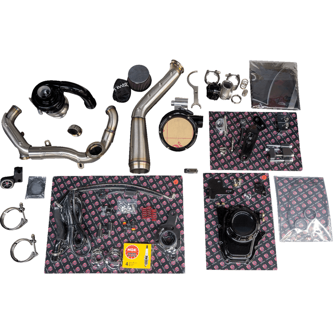 TRASK Tornado Turbo Performance Kit Black with Brushed Stainless Steel Exhaust TM7600