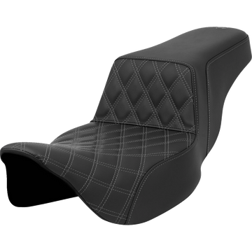 SADDLEMEN Step-Up Seat Front Lattice Stitch Gray Stitch Extended Reach FLH/FLT '08-'23 A80807E172GRE