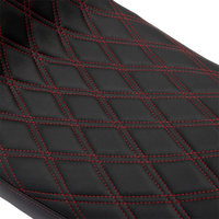 DRAG SPECIALTIES Predator 2-Up Seat Vinyl Double Diamond Red Stitch w/o Backrest FLH '08-'23