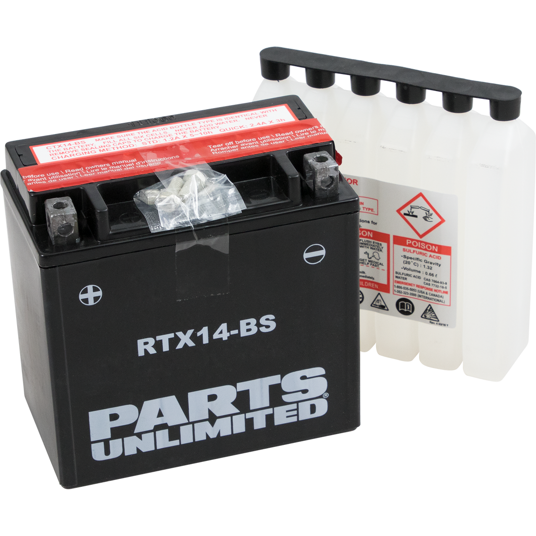 PARTS UNLIMITED AGM Battery RTX14-BS .69 L