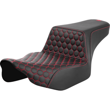 SADDLEMEN Step-Up Seat Extended Reach Front Honeycomb Red Stitch FL '23-'24