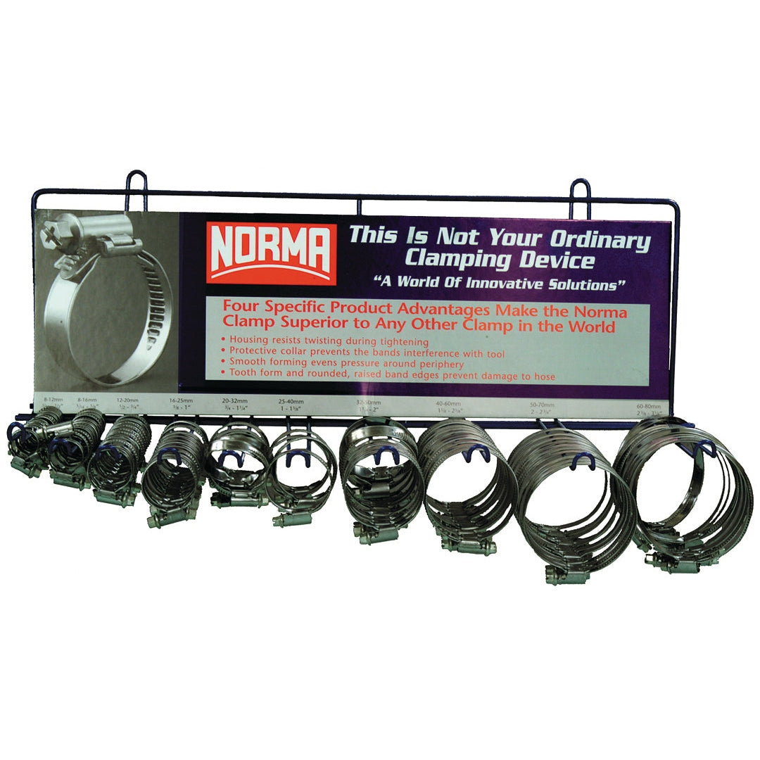 NORMA 90 PIECE HOSE CLAMP DEALER KIT P/N W3-DISP-8-80