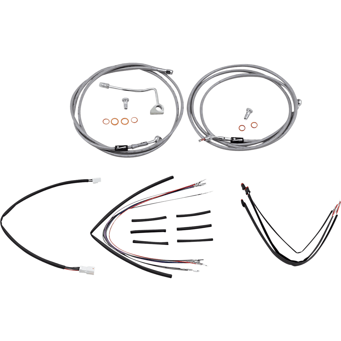 BURLY BRAND Handlebar Cable/Brake Line Kit Complete 18" Ape Hanger Handlebars Stainless Steel