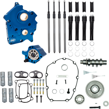 S&S CYCLE Cam Chest Kit with Plate Gear Drive Oil Cooled 475 Cam Black Pushrods M8 3101014A