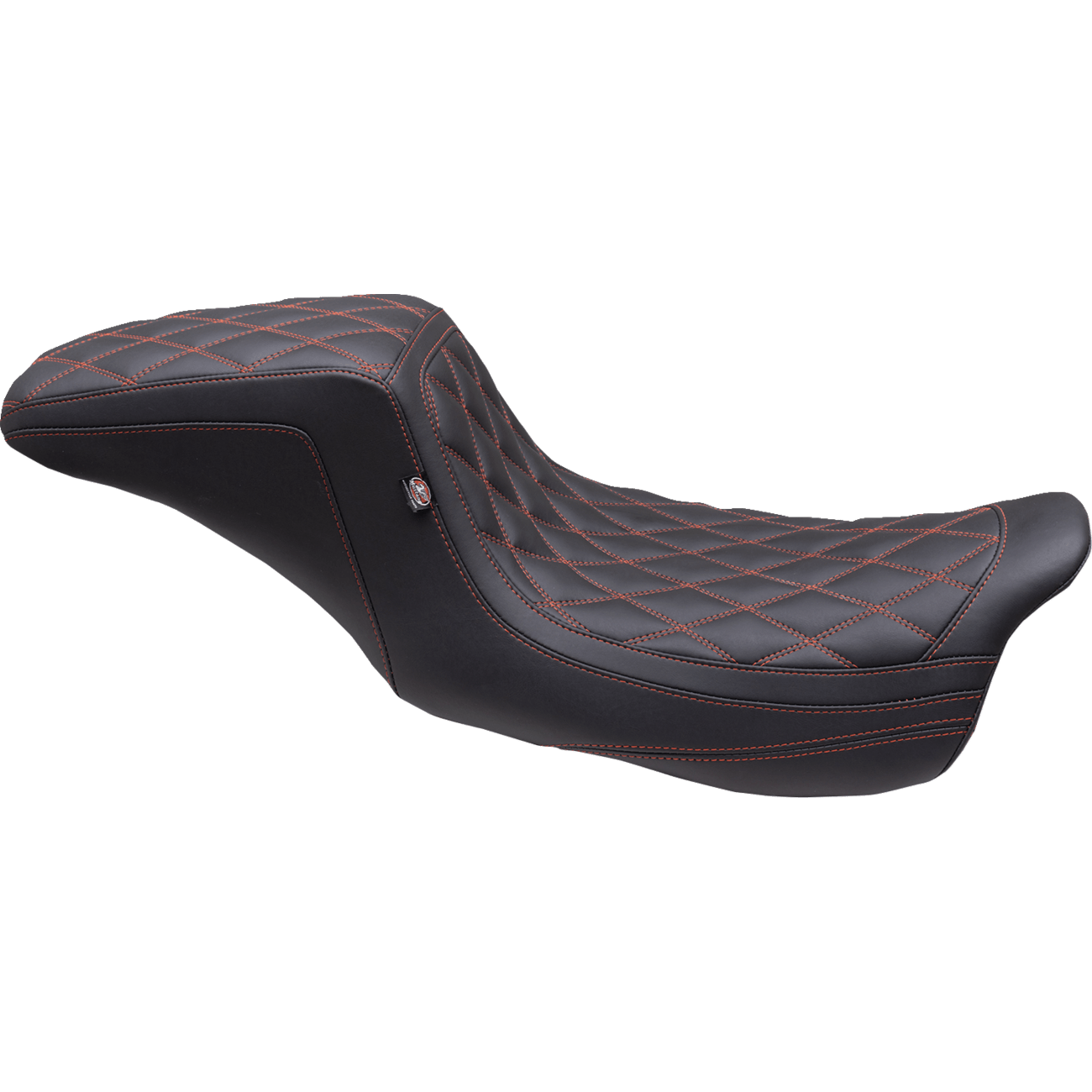 MUSTANG One Piece 2-Up Squareback Seat Double Diamond American Beauty Red/Orange Stitch FL '08-'24 75299AB