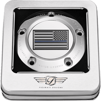 FIGURATI DESIGNS Timing Cover 5 Hole Blue Line American Flag Stainless Steel FD70TC5HSS