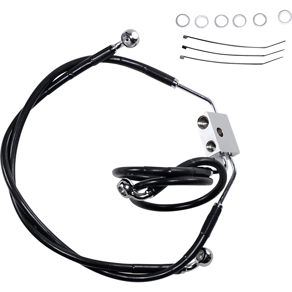 DRAG SPECIALTIES Brake Line Front Black +4" FXDF '12-'17