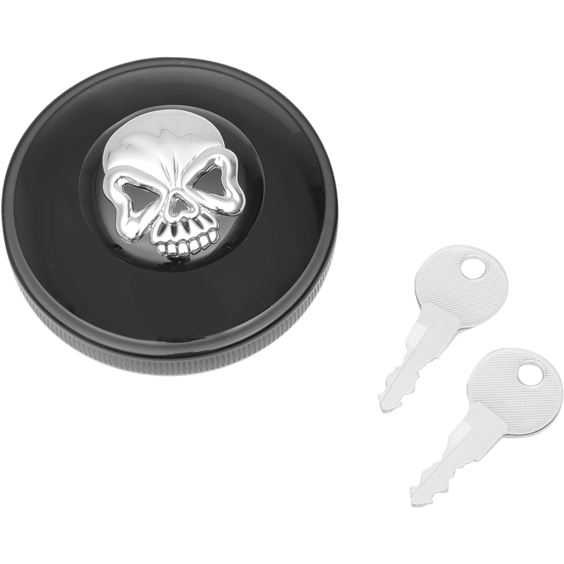 DRAG SPECIALTIES Gas Cap Vented Skull Locking Black