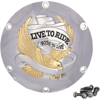 DRAG SPECIALTIES Live to Ride Derby Cover 6-Hole Gold