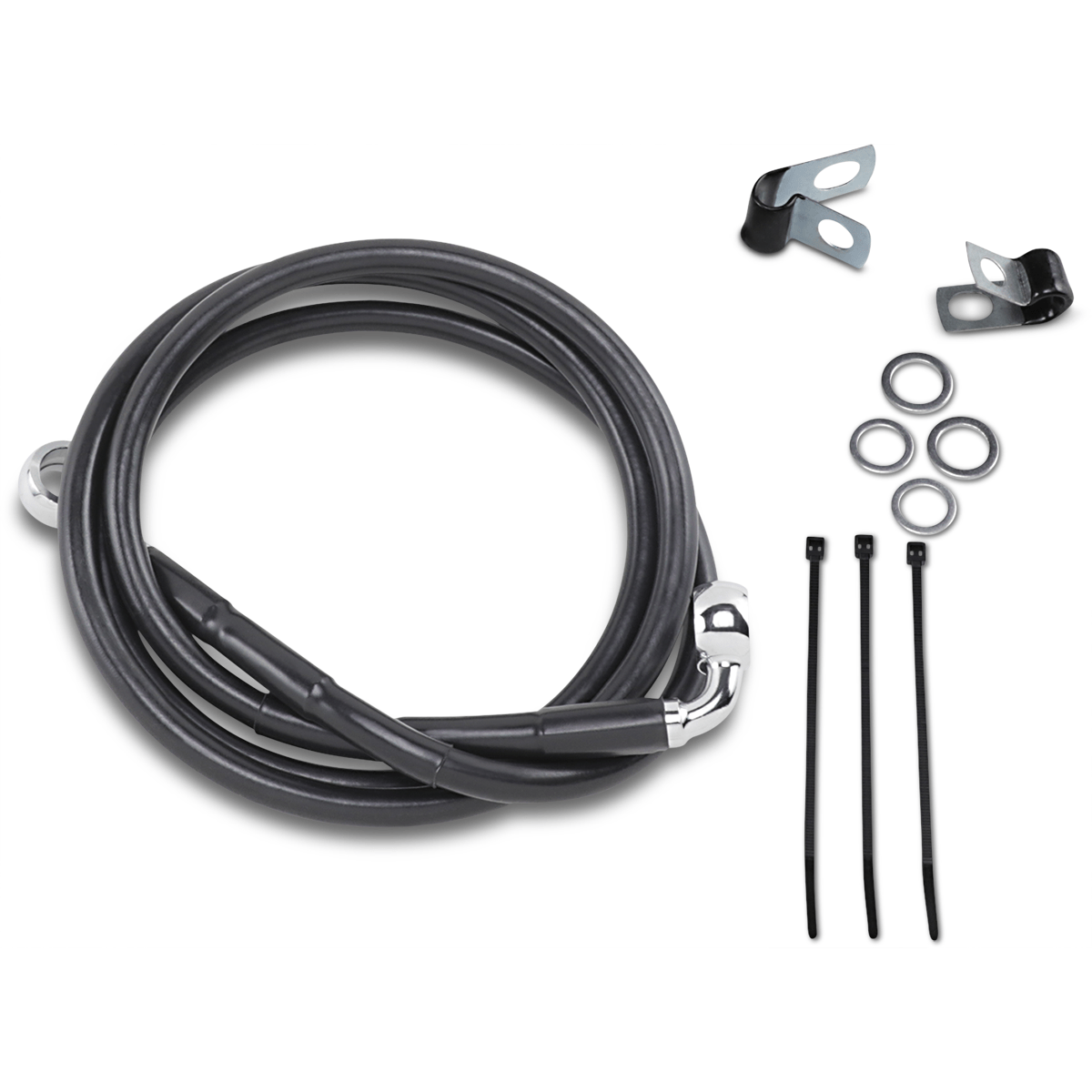 DRAG SPECIALTIES Brake Line Front Black +6"