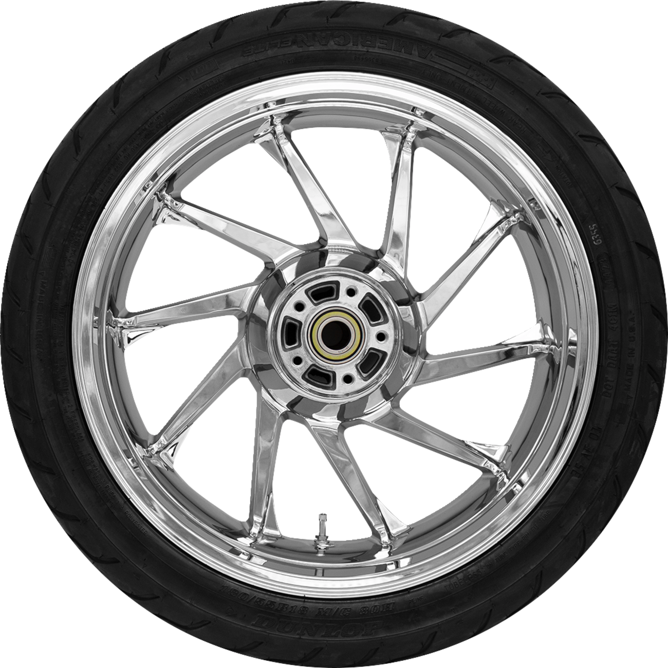 COASTAL MOTO Hurricane Rear Wheel Chrome (18") | Dunlop Tire (180/55B18)