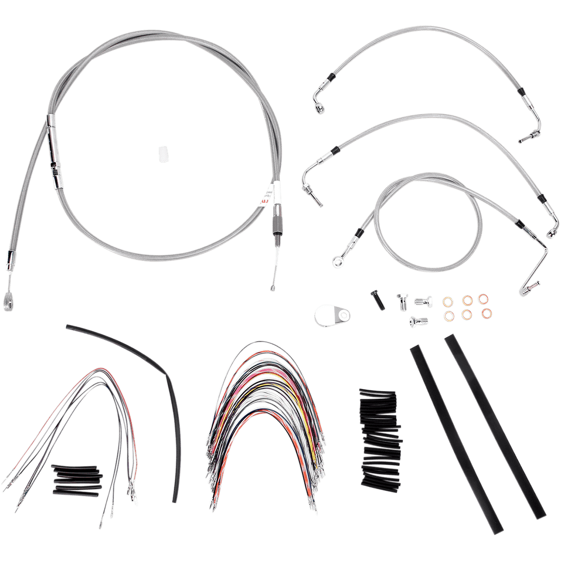 BURLY BRAND Handlebar Cable/Brake Line Kit Complete 16" Ape Hanger Handlebars Stainless Steel