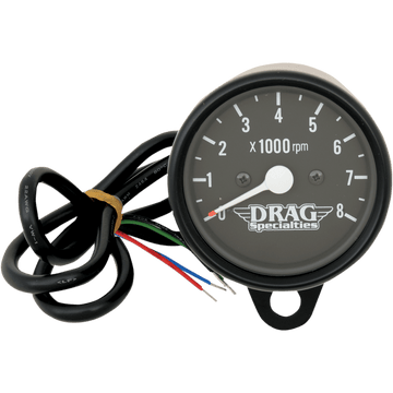 DRAG SPECIALTIES 2.4" Mini Electronic 8000 RPM Tachometer Black Housing Black Face