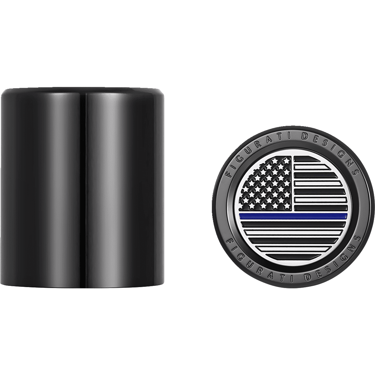 FIGURATI DESIGNS Docking Hardware Covers American Flag Blue Line Short Black FD71DC2530BK