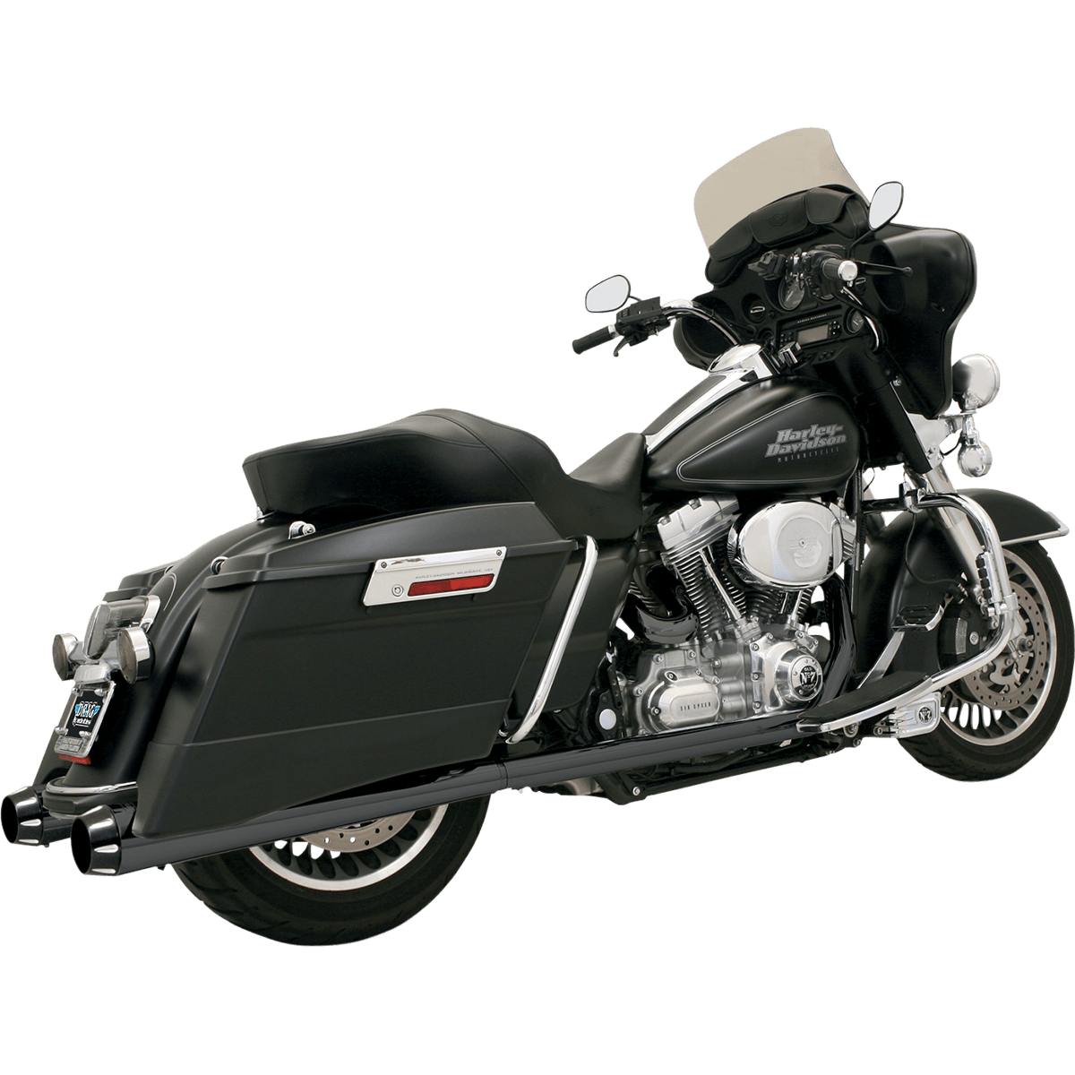 BASSANI XHAUST Megaphone Mufflers Blk/Blk Fluted Performance Baffle FLH517LRB