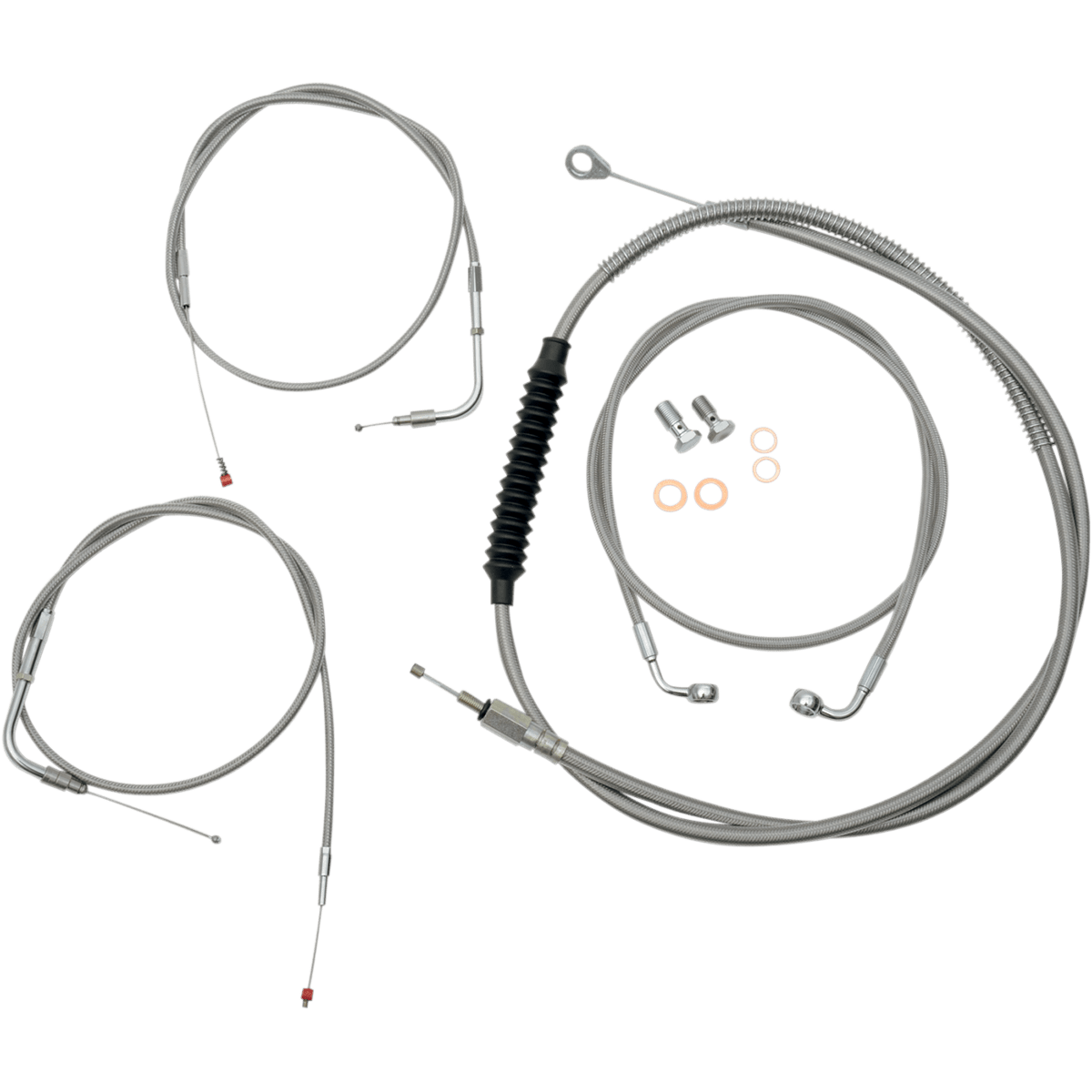 LA CHOPPERS Handlebar Cable/Brake Line Kit Stock Ape Hanger Handlebars Stainless Steel LA8100KT00