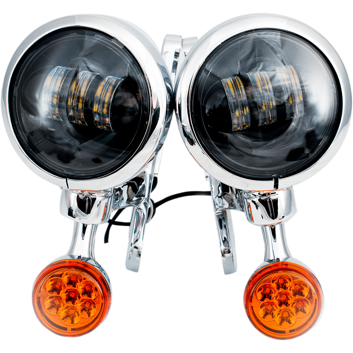 RIVCO PRODUCTS LED Turn/Run Lights 4-1/2" Chrome/Black