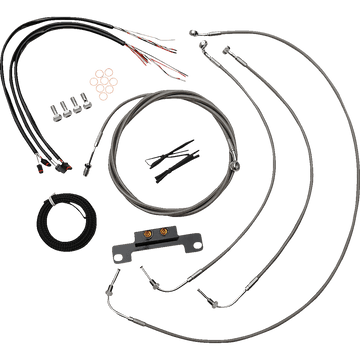 LA CHOPPERS Handlebar Cable/Brake Line Kit Complete Stock Handlebars Stainless LA8056KT208