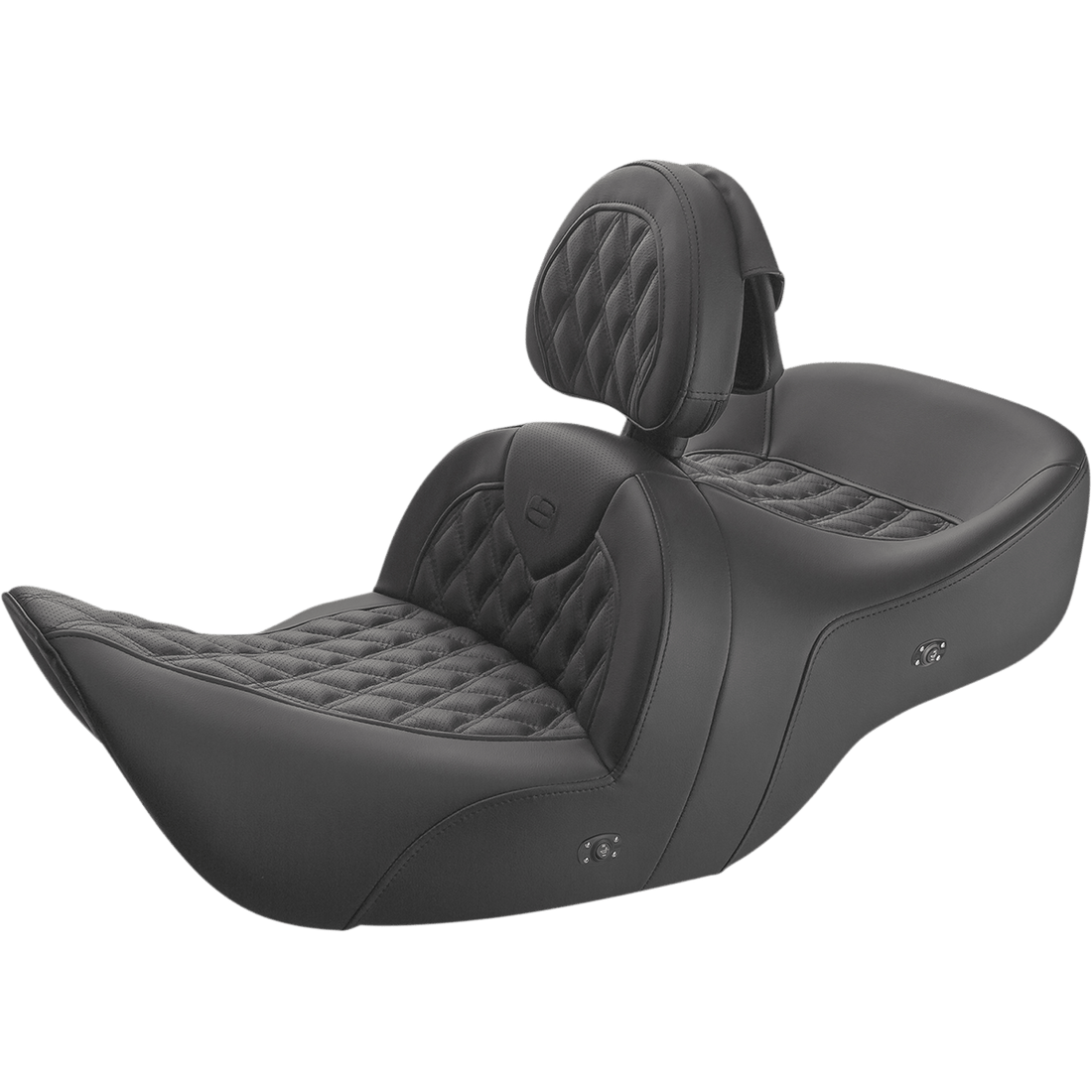 SADDLEMEN Roadsofa™ Seat With Backrest Full Lattice Stitch Black Heated GL H0107182BRHCT