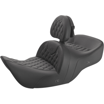 SADDLEMEN Roadsofa™ Seat With Backrest Full Lattice Stitch Black Heated GL H0107182BRHCT