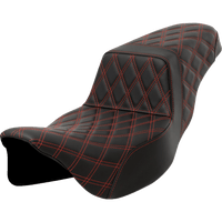 SADDLEMEN Step-Up Seat Lattice Stitch Red Stitch Extended Reach FLH/FLT '08-'23 A80807E175RED