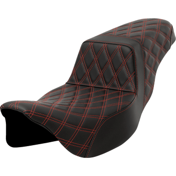 SADDLEMEN Step-Up Seat Lattice Stitch Red Stitch Extended Reach FLH/FLT '08-'23 A80807E175RED