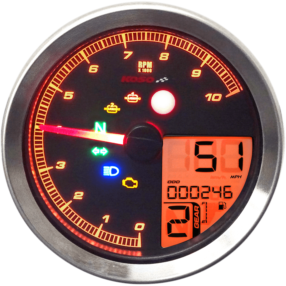 KOSO NORTH AMERICA TNT-04 Multi-Function Meter Silver Bezel 3.30" Diameter x 2.19" D BA051401