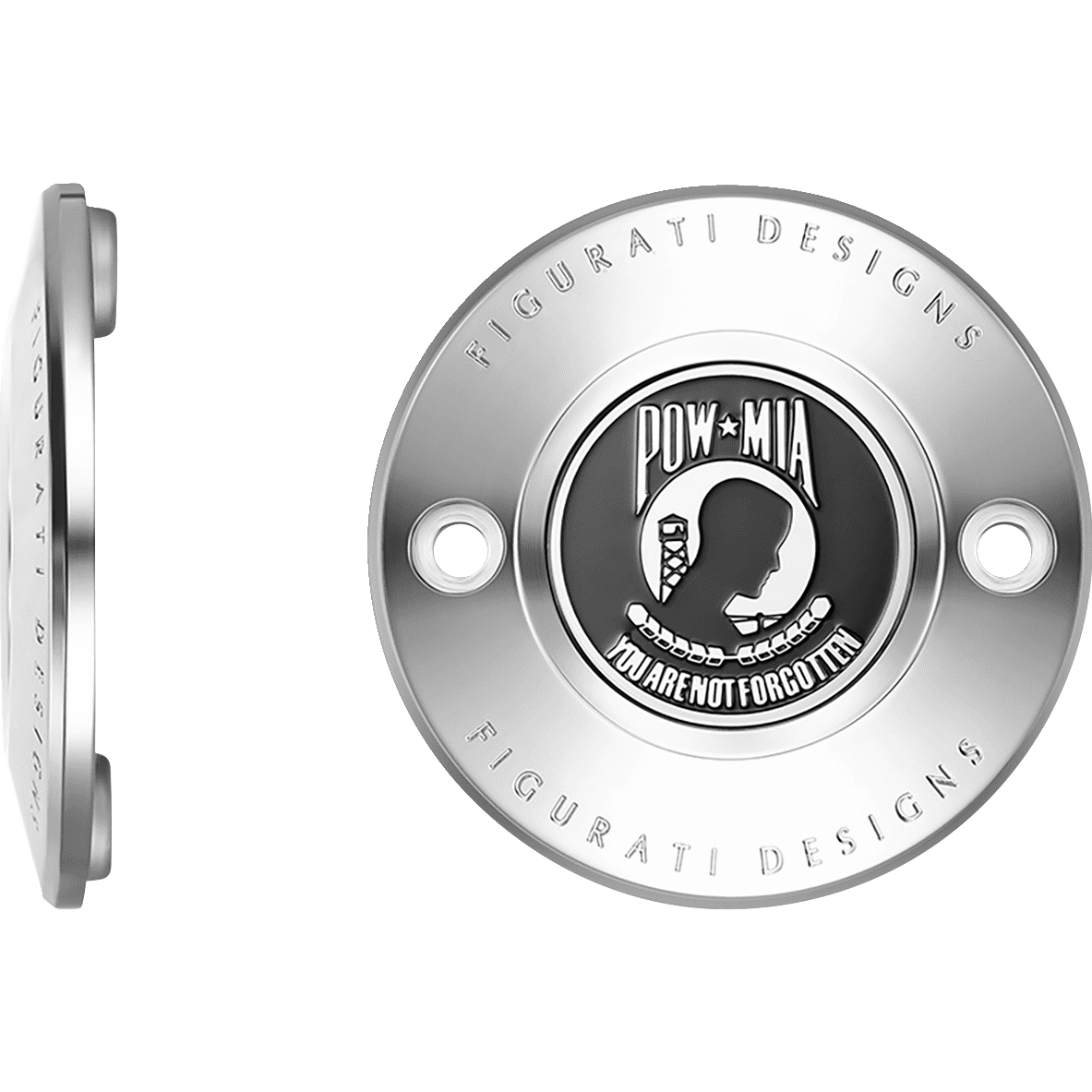 FIGURATI DESIGNS Timing Cover 2 Hole POW MIA Stainless Steel FD50TC2HSS