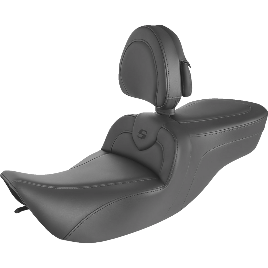 SADDLEMEN RoadSofa™ Seat With Backrest Black W/Black Stitching 89706187BR