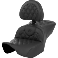 SADDLEMEN Roadsofa™ Seat with Backrest Lattice Stitch Black FL '23-'24 82307182BR