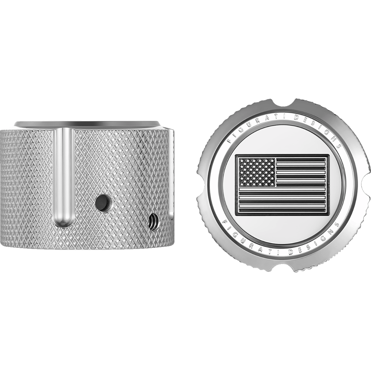 FIGURATI DESIGNS Axle Nut Cover Front Stainless Steel American Flag Contrast Cut Reversed Silver FD26RFACSS