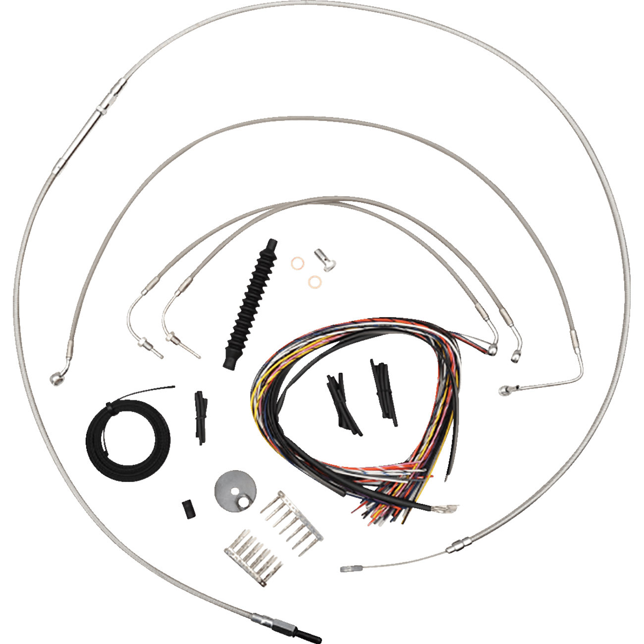 LA CHOPPERS Handlebar Cable/Brake Line Kit Quick Connect Complete 12" 14" Handlebars Stainless LA8155KT213