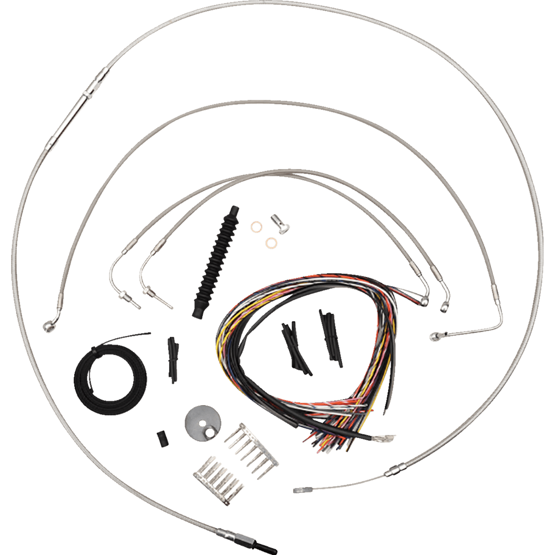 LA CHOPPERS Handlebar Cable/Brake Line Kit Quick Connect Complete 12" 14" Handlebars Stainless LA8155KT213