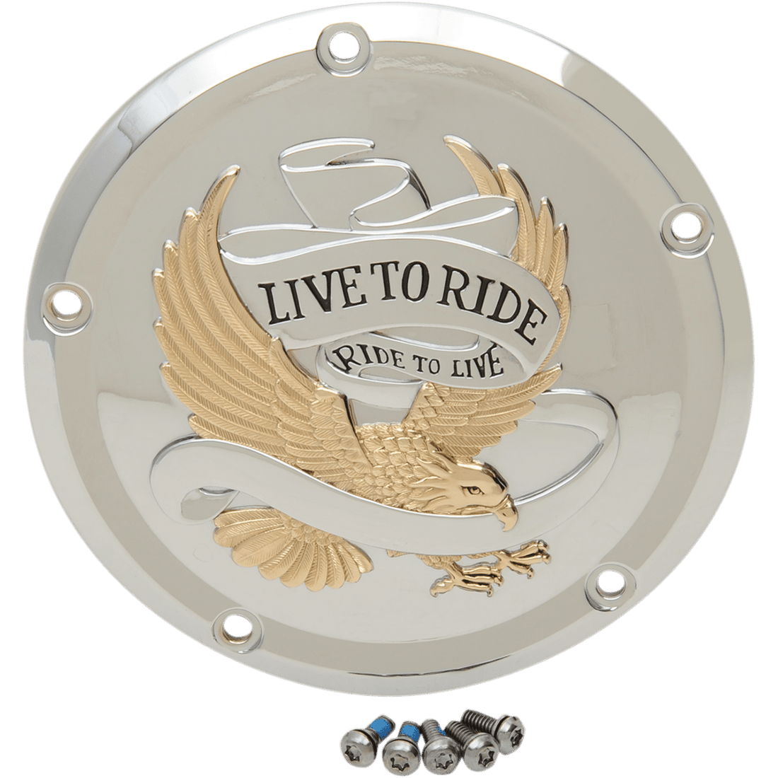 DRAG SPECIALTIES Live to Ride Derby Cover 5-Hole Gold