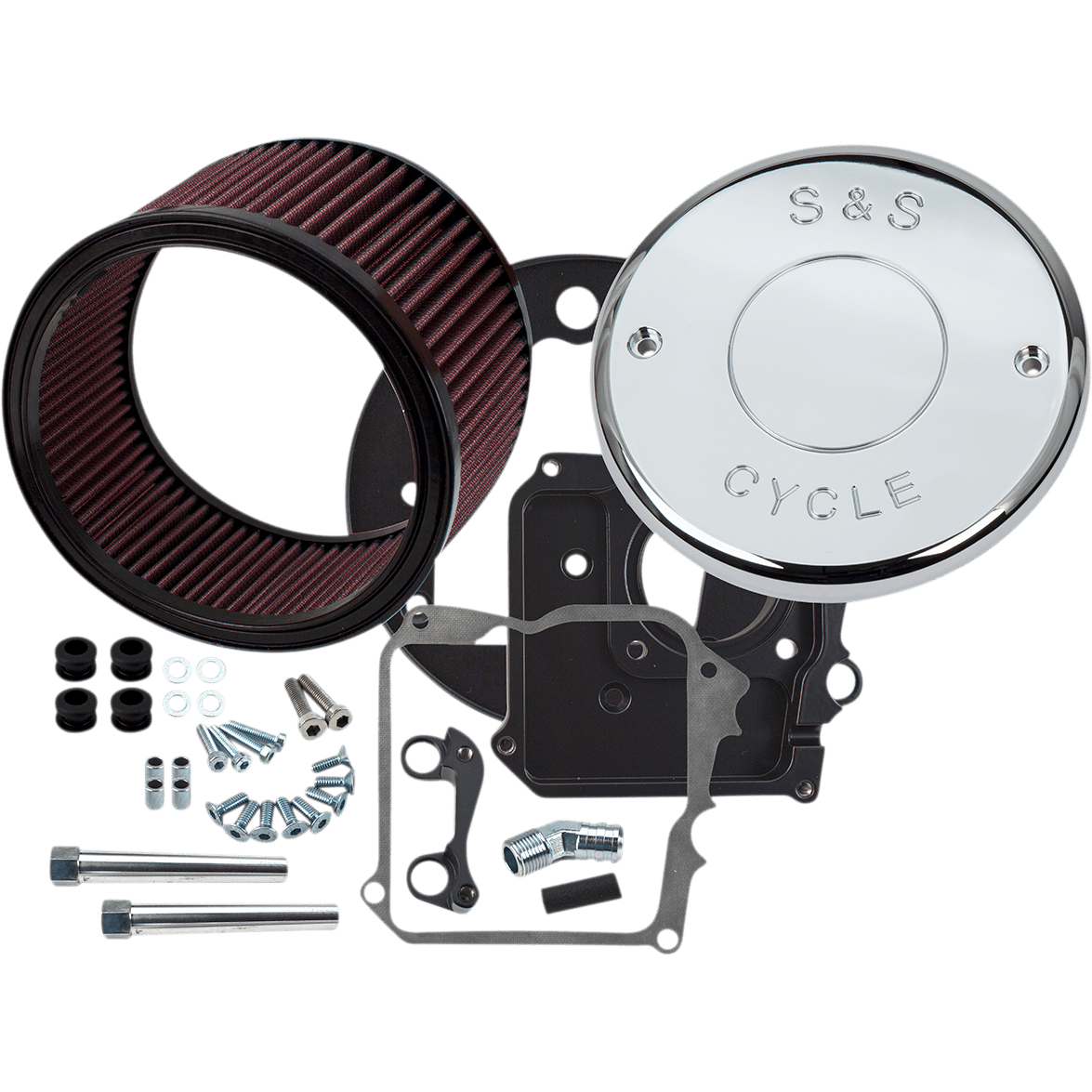 S&S CYCLE Air Cleaner Kit with Cover Nostalgic Script Chrome 1700294E