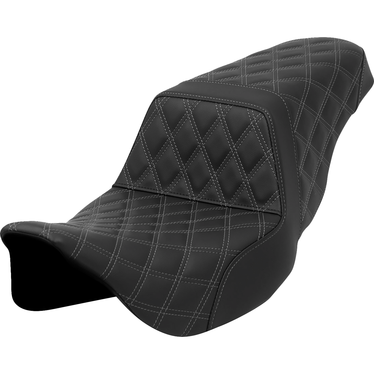 SADDLEMEN Step-Up Seat Lattice Stitch Gray Stitch FLH/FLT '08-'23 A80807B175GRE