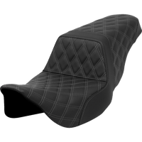 SADDLEMEN Step-Up Seat Lattice Stitch Gray Stitch FLH/FLT '08-'23 A80807B175GRE