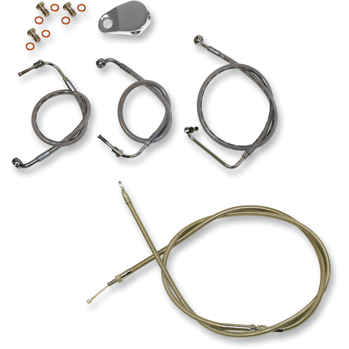 LA CHOPPERS Handlebar Cable/Brake Line Kit 12" 14" Ape Hanger Handlebars Stainless Steel LA8011KT13