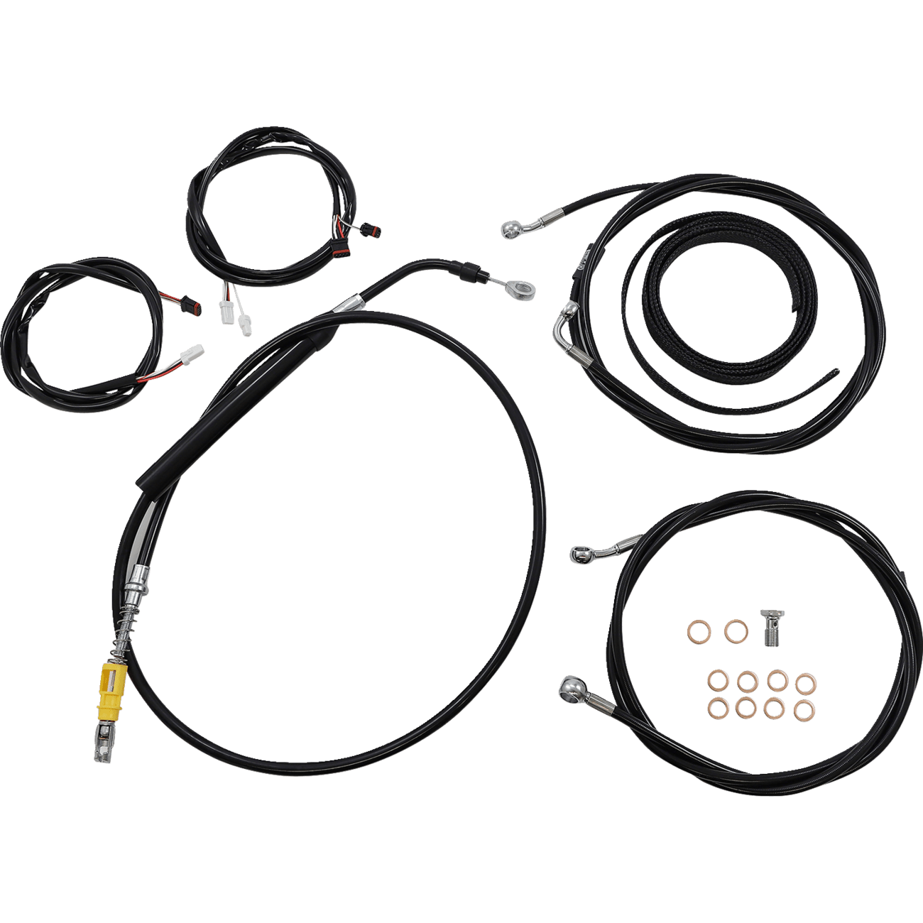 LA CHOPPERS Cable Kit 12" 14" Handlebars ABS Black LA8056KT313B