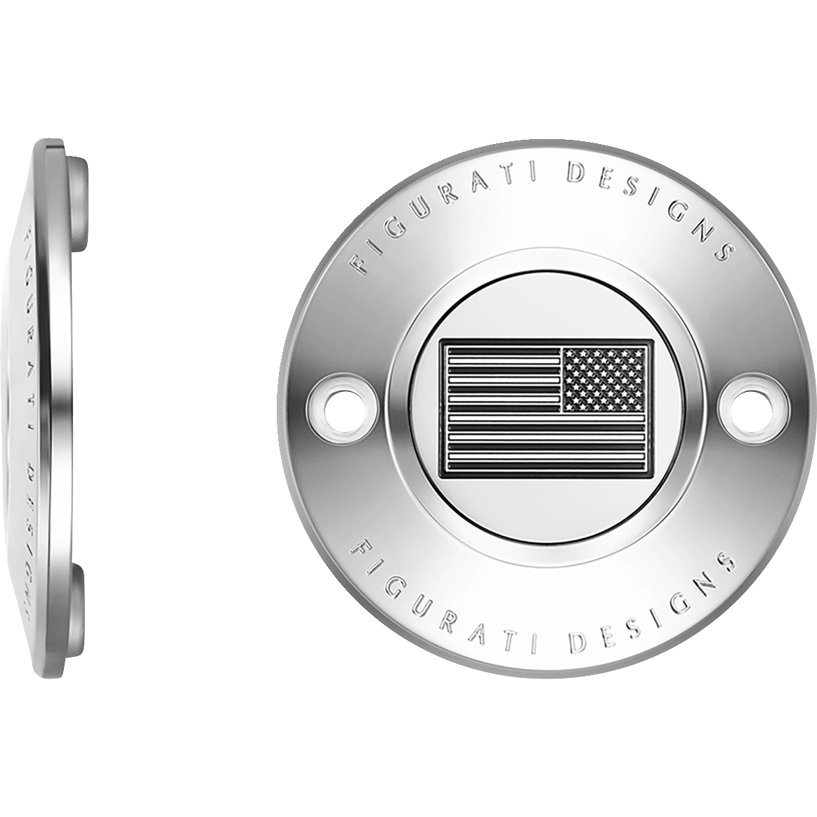 FIGURATI DESIGNS Timing Cover 2 Hole American Flag Contrast Cut Stainless Steel FD26RTC2HSS