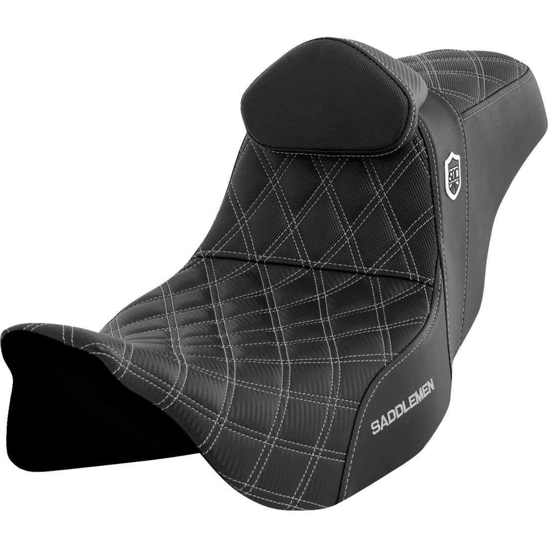 SADDLEMEN Pro Series SDC Performance Seat with Backrest Silver Stitch FLH/FLT '08-'23 SC80807SILRT