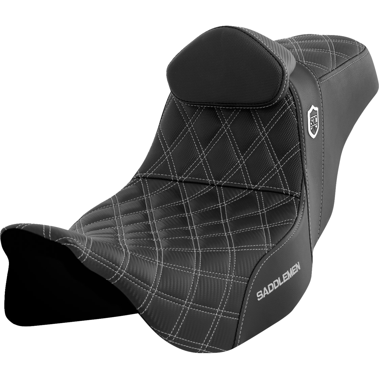 SADDLEMEN Pro Series SDC Performance Seat with Backrest Silver Stitch FLH/FLT '08-'23 SC80807SILRT