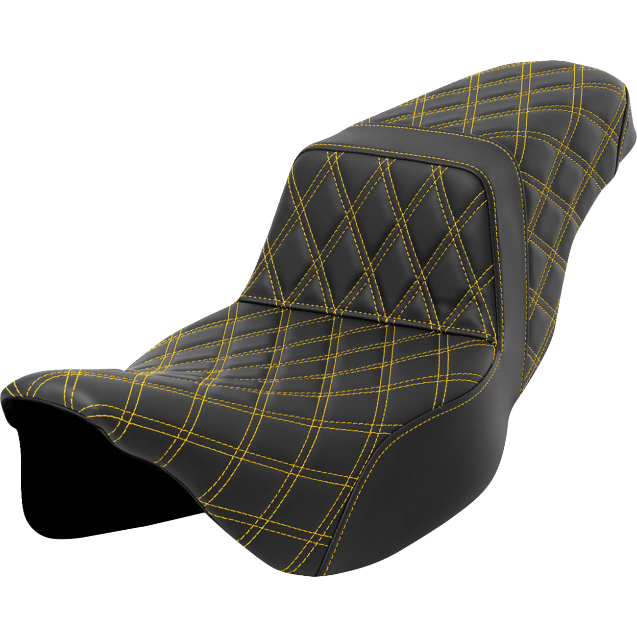 SADDLEMEN Step-Up Seat Lattice Stitch Gold Stitch Extended Reach FLH/FLT '08-'23 A80807E175GOL