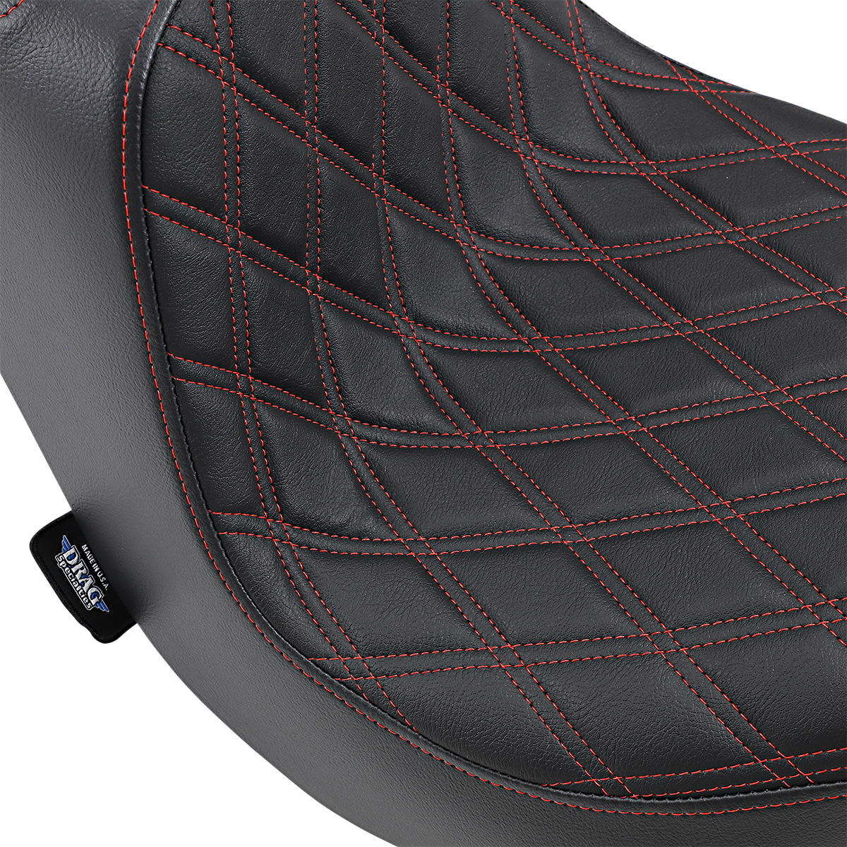 DRAG SPECIALTIES Predator III Seat Double Diamond Red Stitching FLFB/S '18-'22